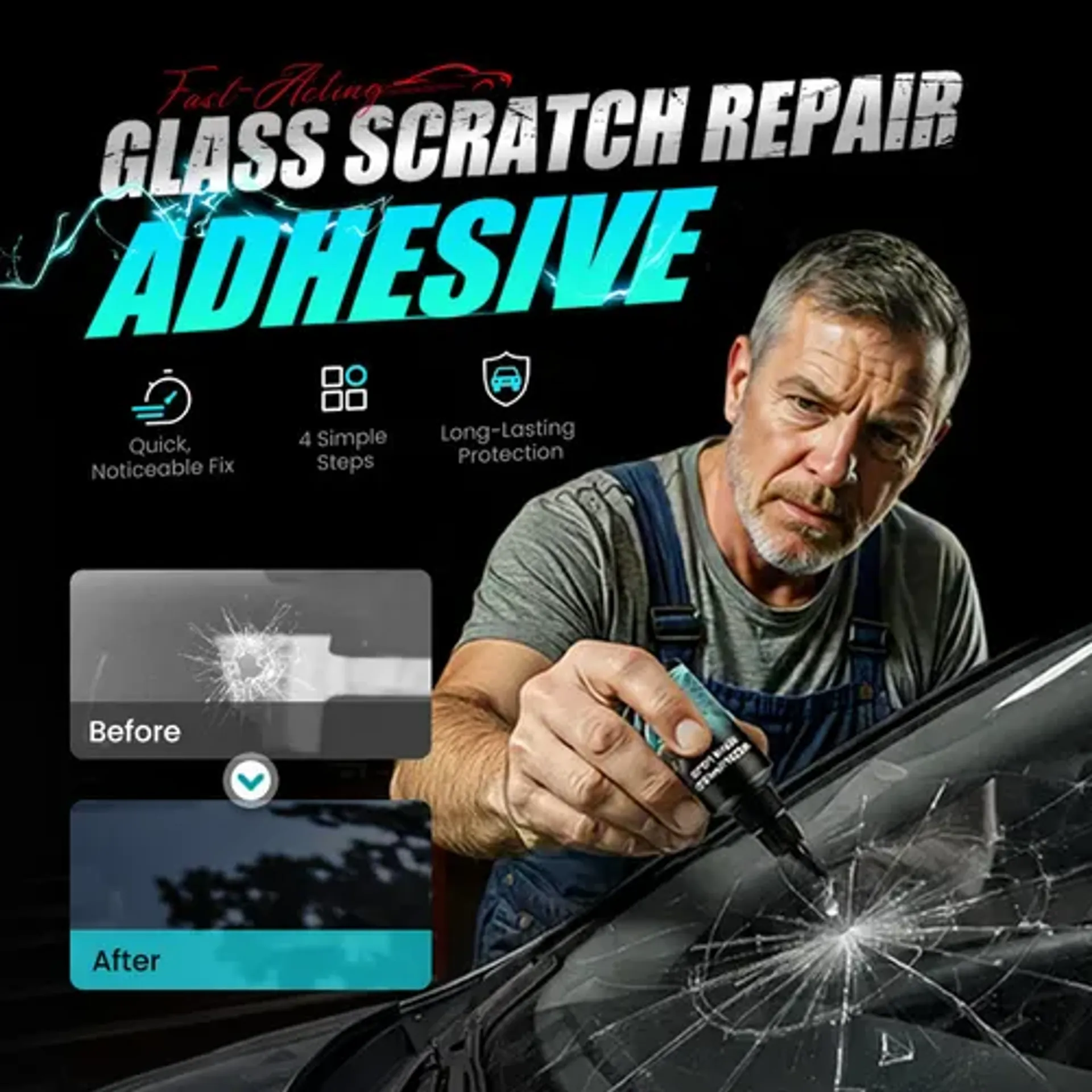 Adhesive (20ml)*1+Blade*1+Curing Film*5/Glass Repair Fluid